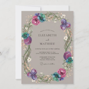Invitación Boda Corona Magenta Púrpura