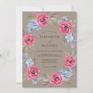 Invitación Boda Corona Magenta Taupe