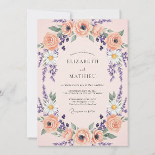 Invitación Boda Corona Pálido Lila Albaricoque