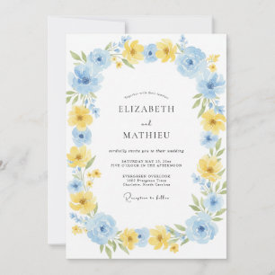 Invitación Boda Corona Pintada de Azul Centeno y Limón