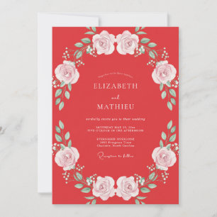 Invitación Boda Corona Rosa Coral