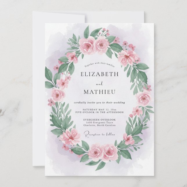 Invitación Boda Corona Rosa Rubor (Anverso)