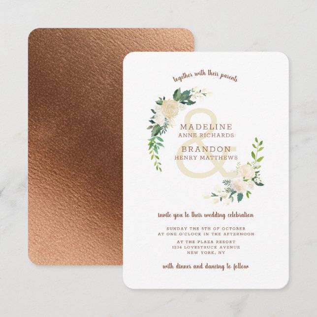 Invitación Boda Corona Rústica Fresca de Granja (Anverso / Reverso)