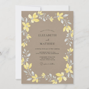 Invitación Boda Corona Taupe Amarillo