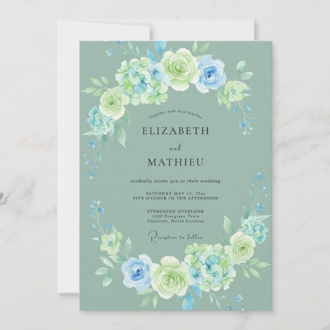 Invitación Boda Corona Taupe Espuma de Mar (Anverso)