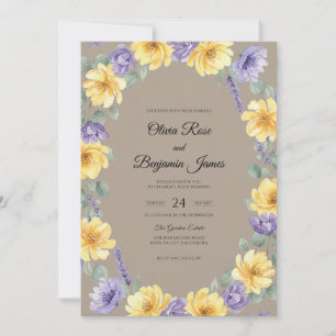 Invitación Boda Corona Violeta Dorada