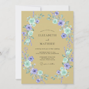 Invitación Boda Corona Violeta Dorada
