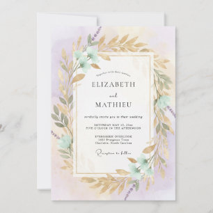 Invitación Boda Corona Violeta Espuma de Mar