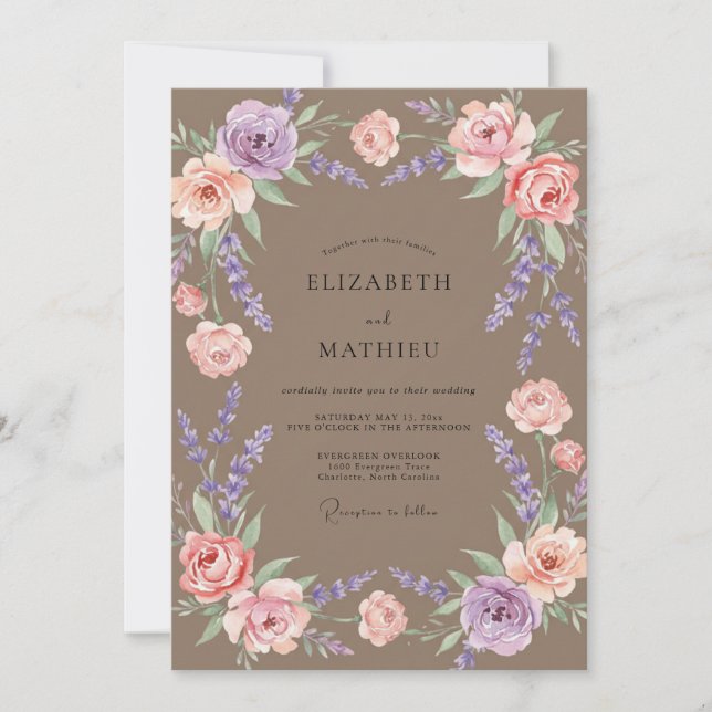 Invitación Boda Corona Violeta Malva (Anverso)