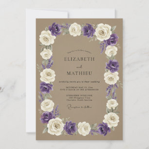 Invitación Boda Corona Violeta Taupe