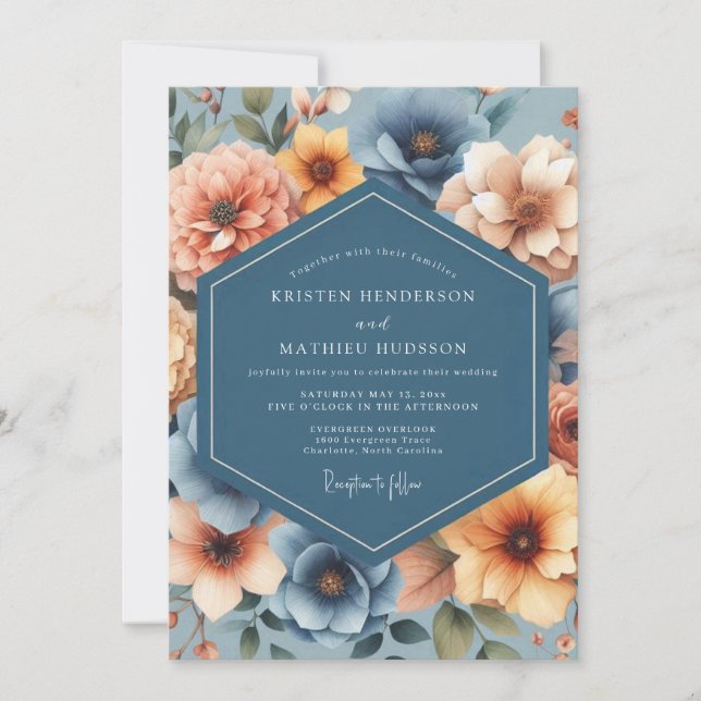 Invitación Boda Cosecha Ámbar Pizarra (Anverso)