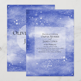 Invitación Boda cósmico azul de la Galaxia del cielo nocturno