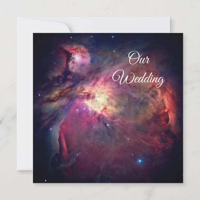 Invitación Boda cósmico del espacio nebuloso de color rosado  (Reverso)