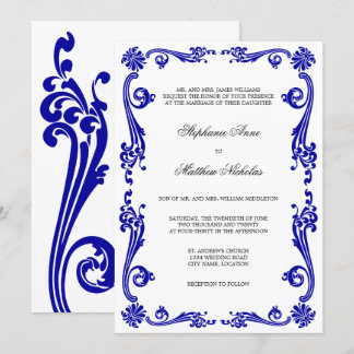 Invitación Boda Cosmopolitan Royal Blue Flourils Swirls