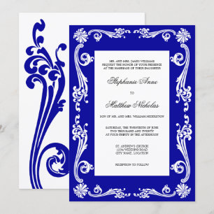 Invitación Boda Cosmopolitan Royal Blue Flourils Swirls