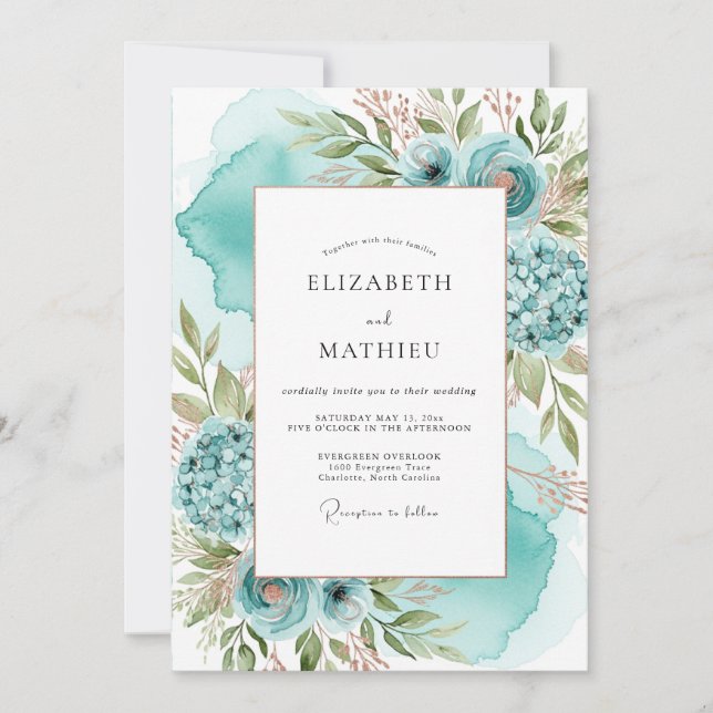 Invitación Boda Costera Aqua Pristina (Anverso)