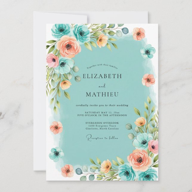 Invitación Boda costera atmosférica turquesa (Anverso)