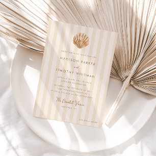 Invitación Boda Costera con Monograma de Concha Caprichosa