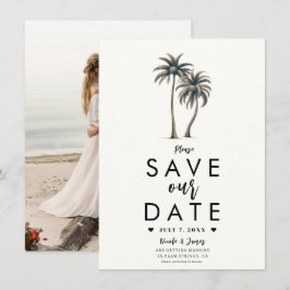 Invitación Boda Costera con Palmeras Tropicales - Guardar la