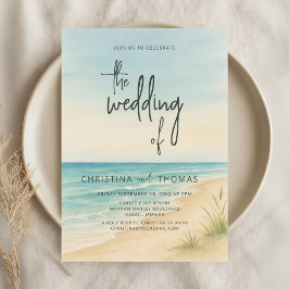 Invitación Boda Costera de Acuarela en la Playa