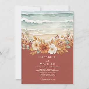 Invitación Boda Costera de Floración de Terracota