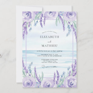 Invitación Boda costera de glicina lila