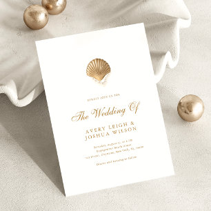 Invitación Boda costera de la playa de las Perlas y la concha