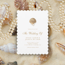 Invitación Boda costera de la playa de las Perlas y la concha