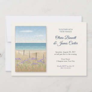 Invitación Boda Costera de Lavanda Marina y Hierba de Duna