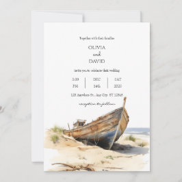 Invitación Boda costera de playa de naufragio rústico costero