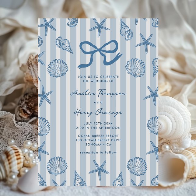 Invitación Boda Costera de Raya Azul de Concha (Subido por el creador)