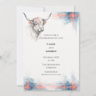 Invitación Boda Costera de Vaca Highland Royal Stewart