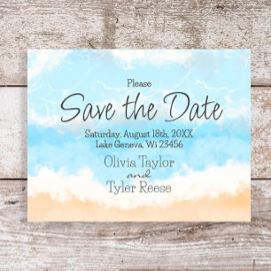 Invitación Boda costera del océano azul salva la fecha