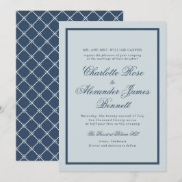 Invitación Boda Costera Dusty Blue Escritura Clásica