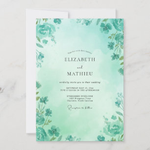 Invitación Boda costera elegante en azul verdoso