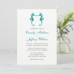 Invitación Boda costera náutica azul turquesa de amor de caba