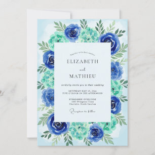 Invitación Boda Costera Pintoresca Azul Teal