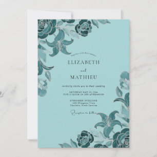Invitación Boda Costera Sofisticada de Color Turquesa