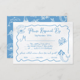 Invitación Boda costera tópica de mano RSVP