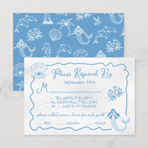 Invitación Boda costera tópica de mano RSVP