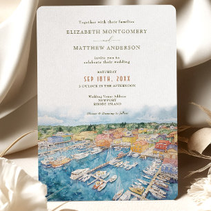 Invitación Boda costero acuático de Newport Harbour