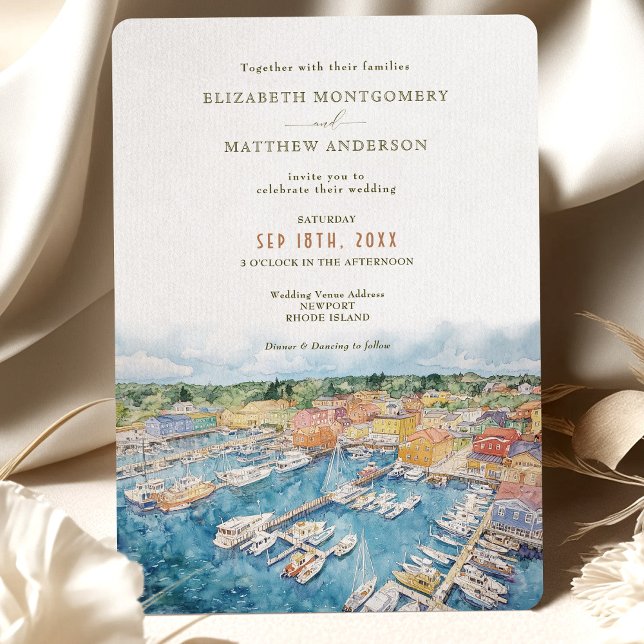Invitación Boda costero acuático de Newport Harbour (Subido por el creador)