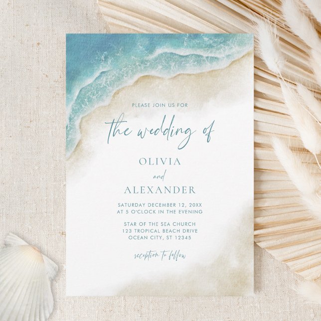 Invitación Boda costero acuático Ocean Beach (Subido por el creador)