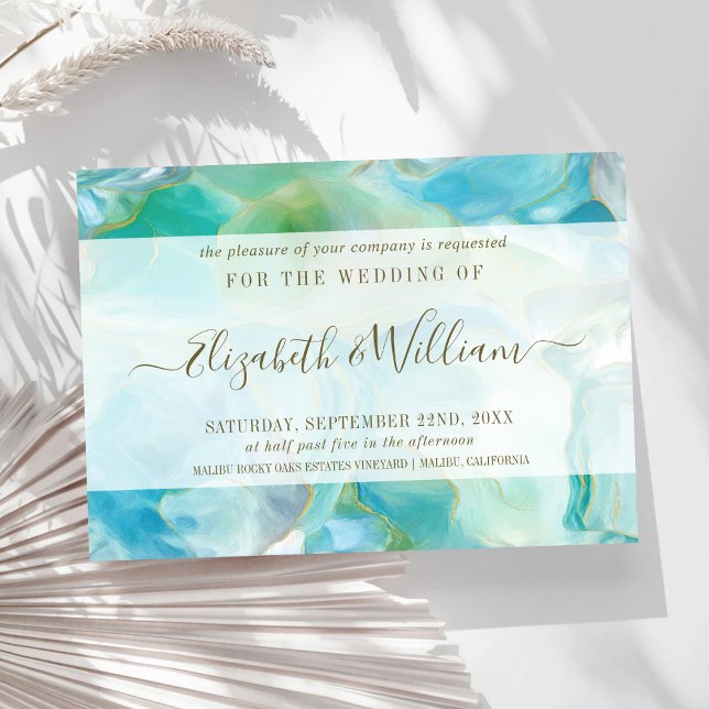 Invitación Boda costero de color turquesa Gemstone (Subido por el creador)