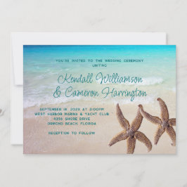 Invitación Boda costero de dos Estrellas Marinas Tropicales