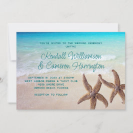 Invitación Boda costero de dos Estrellas Marinas Tropicales