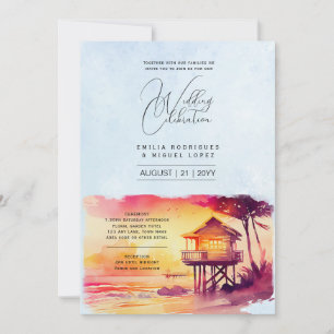 Invitación Boda costero de Sunset Beach Destination