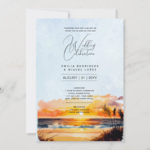 Invitación Boda costero de Sunset Beach Destination
