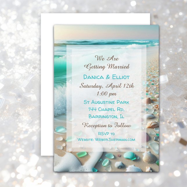Invitación Boda costero de vidrio marino (Subido por el creador)