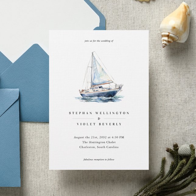 Invitación Boda costero de yate náutico acuático náutico (Subido por el creador)